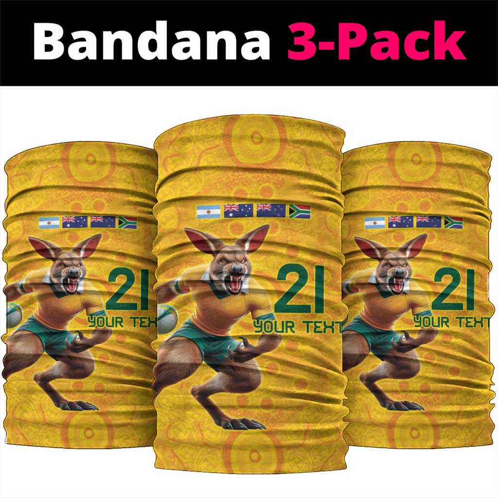 Australia Rugby Custom Neck Gaiter Glory Be To Wallabies Aboriginal Motif - Aussie Hoodie