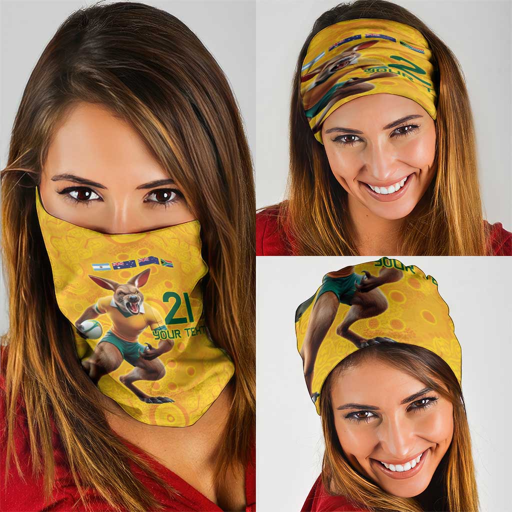 Australia Rugby Custom Neck Gaiter Glory Be To Wallabies Aboriginal Motif - Aussie Hoodie