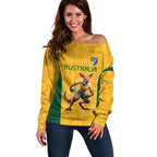Australia Rugby Custom Off Shoulder Sweater Glory Be To Wallabies Aboriginal Motif - Aussie Hoodie