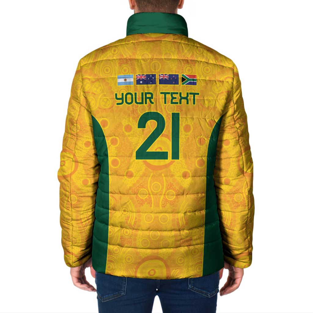 Australia Rugby Custom Padded Jacket Glory Be To Wallabies Aboriginal Motif - Aussie Hoodie