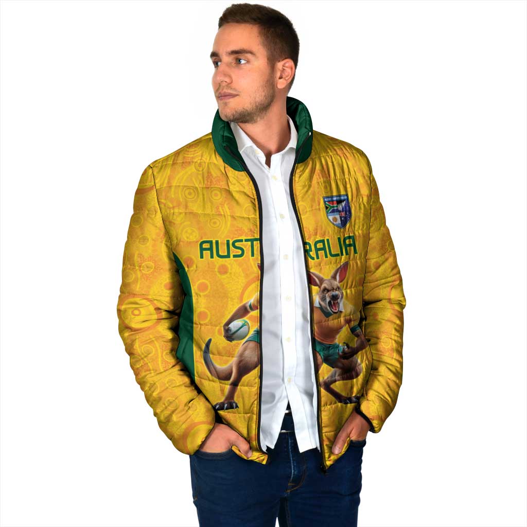 Australia Rugby Custom Padded Jacket Glory Be To Wallabies Aboriginal Motif - Aussie Hoodie