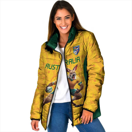 Australia Rugby Custom Padded Jacket Glory Be To Wallabies Aboriginal Motif - Aussie Hoodie