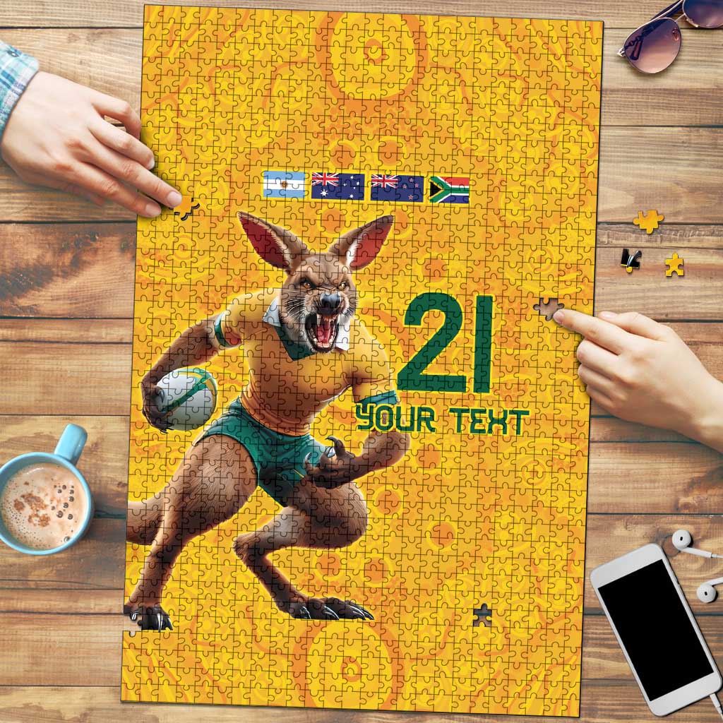 Australia Rugby Custom Puzzle Glory Be To Wallabies Aboriginal Motif - Aussie Hoodie