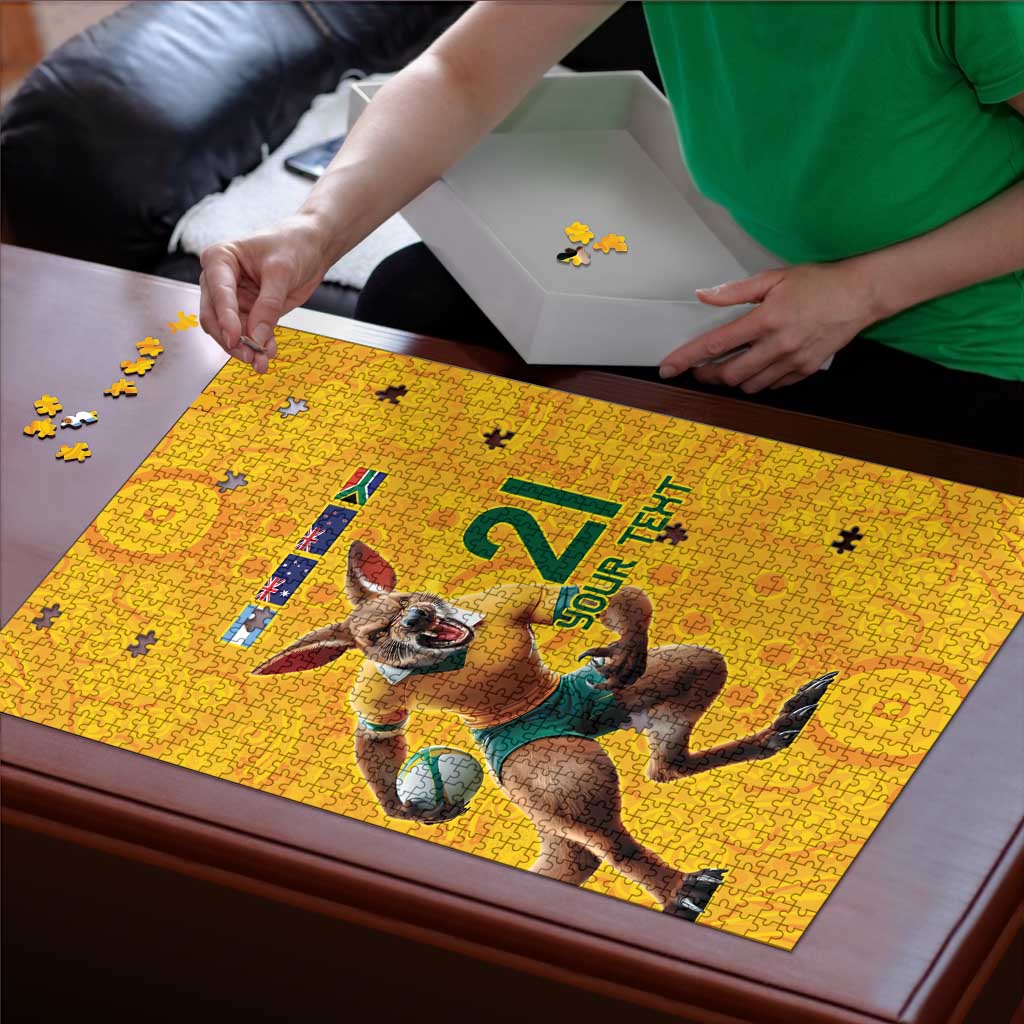Australia Rugby Custom Puzzle Glory Be To Wallabies Aboriginal Motif - Aussie Hoodie