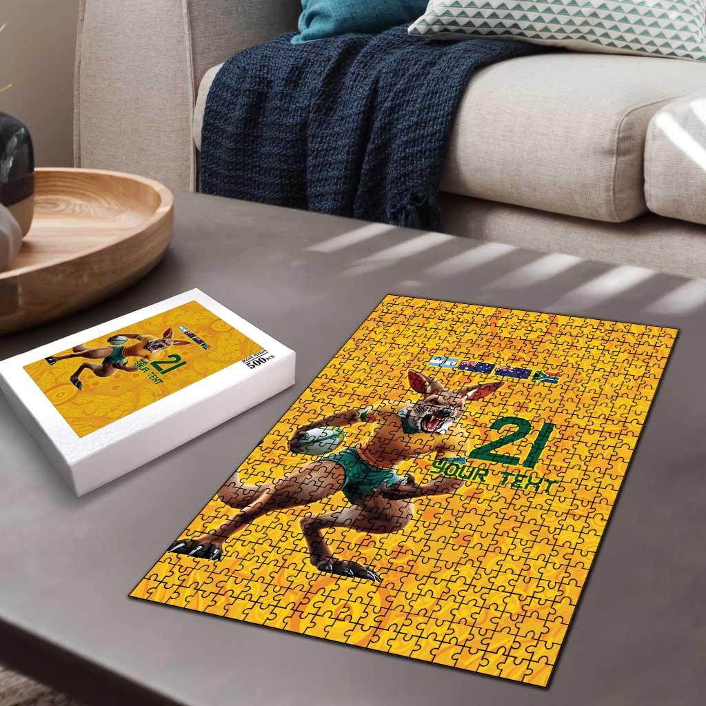 Australia Rugby Custom Puzzle Glory Be To Wallabies Aboriginal Motif - Aussie Hoodie