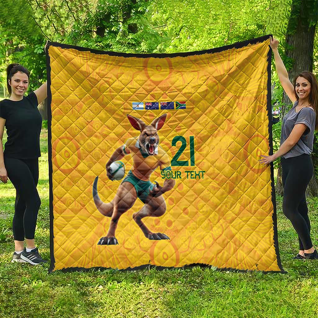 Australia Rugby Custom Quilt Glory Be To Wallabies Aboriginal Motif - Aussie Hoodie