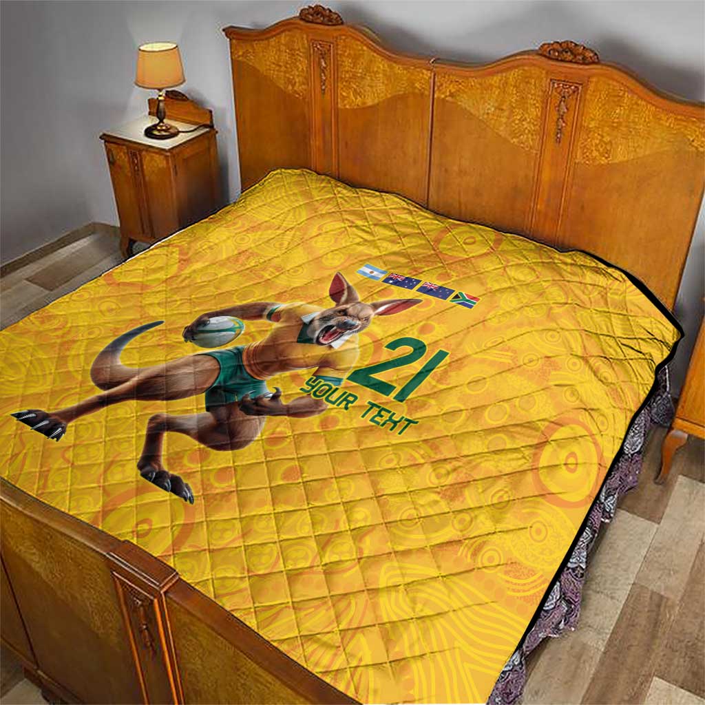 Australia Rugby Custom Quilt Glory Be To Wallabies Aboriginal Motif - Aussie Hoodie