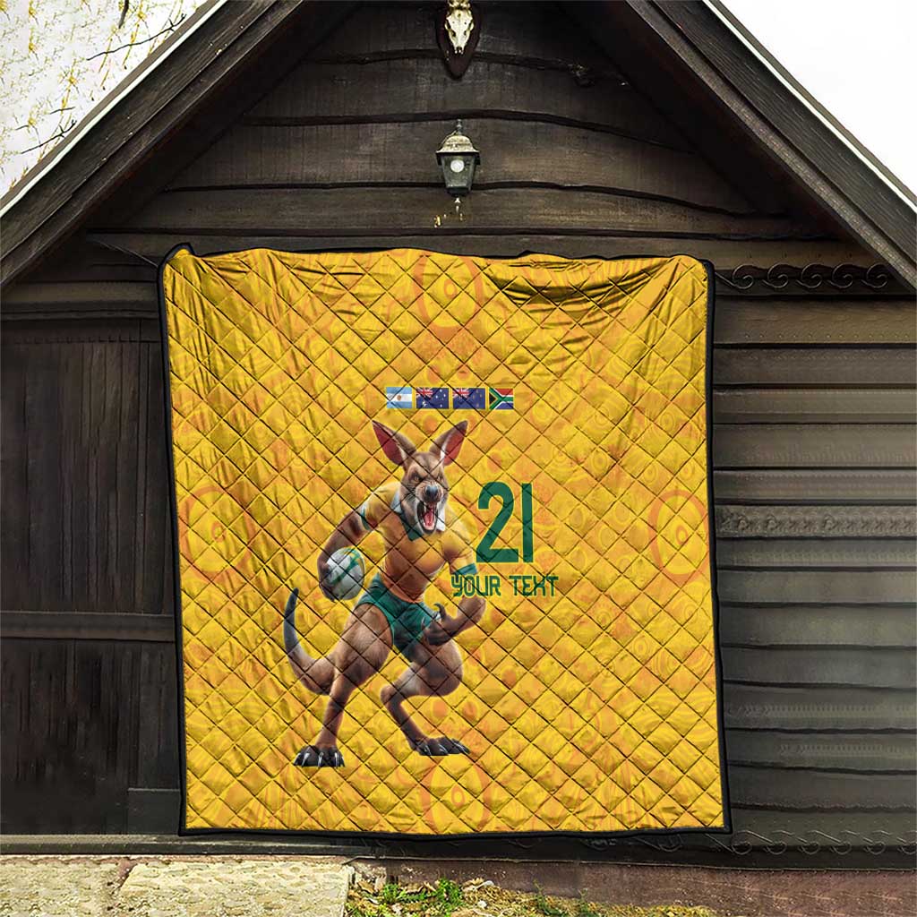 Australia Rugby Custom Quilt Glory Be To Wallabies Aboriginal Motif - Aussie Hoodie