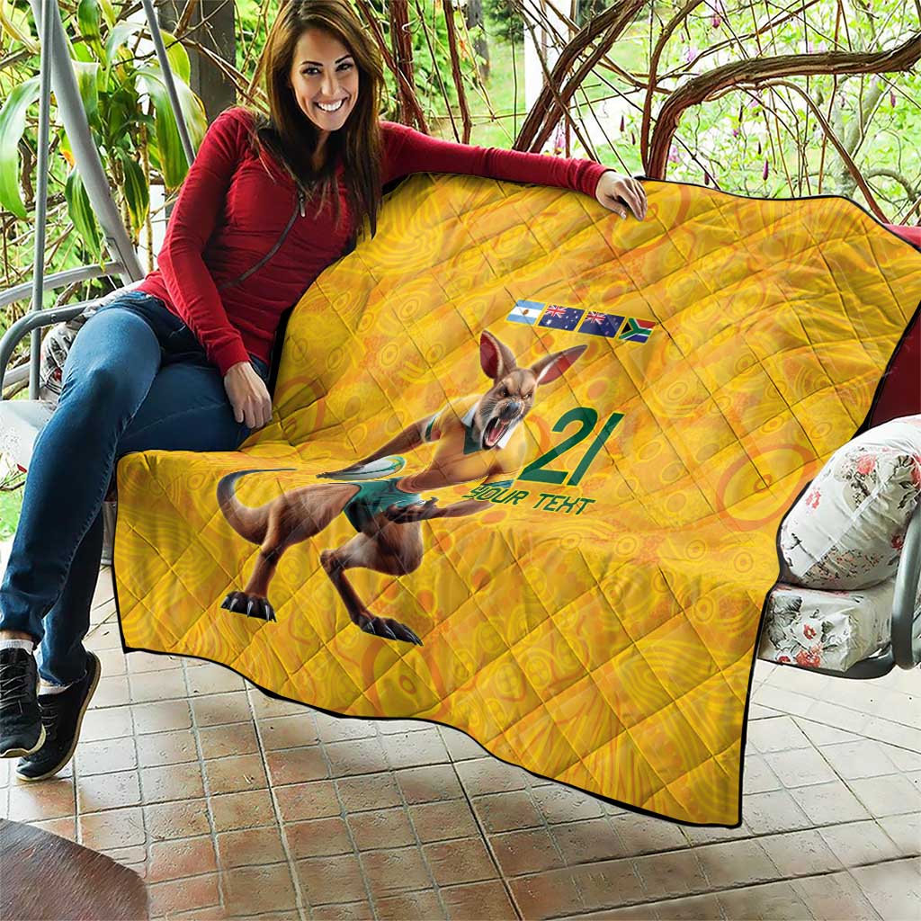 Australia Rugby Custom Quilt Glory Be To Wallabies Aboriginal Motif - Aussie Hoodie