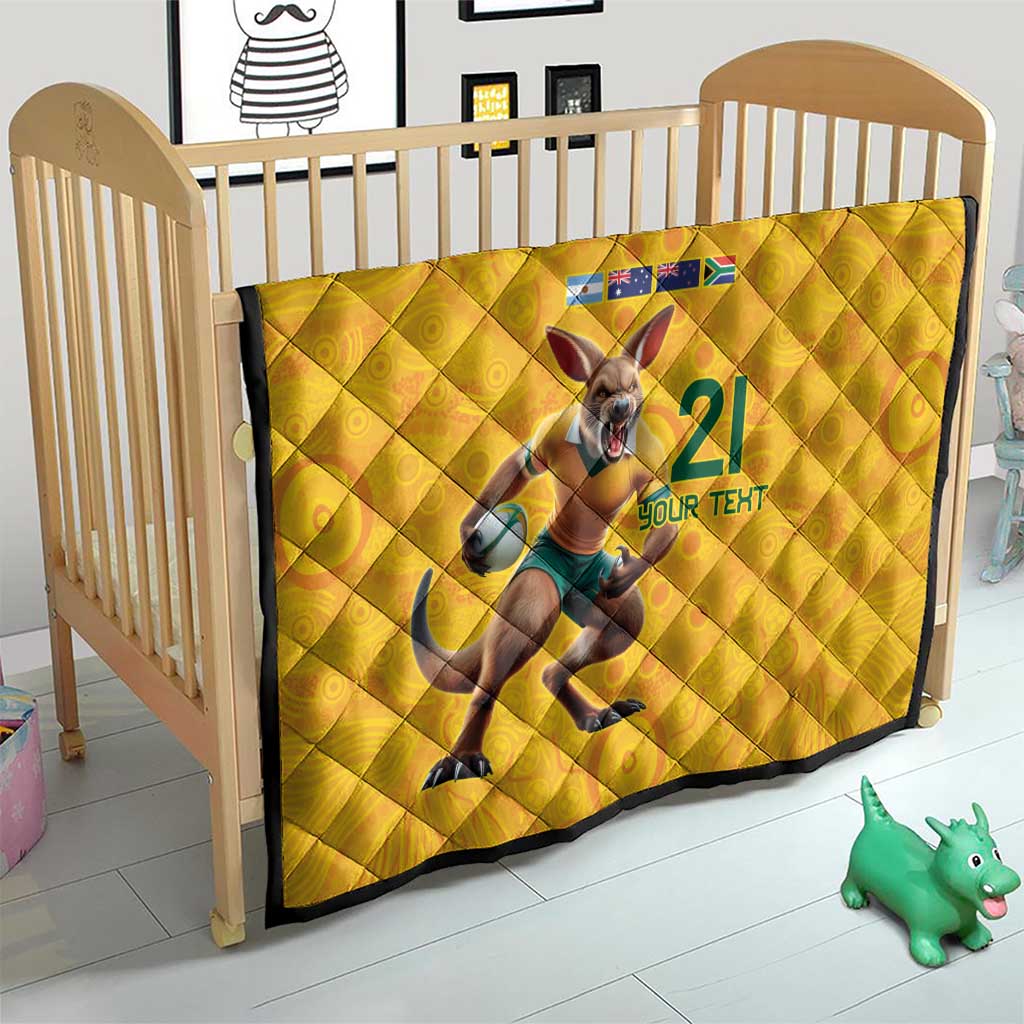 Australia Rugby Custom Quilt Glory Be To Wallabies Aboriginal Motif - Aussie Hoodie