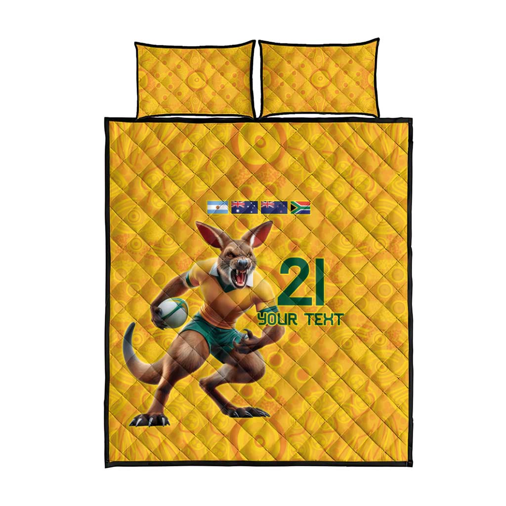 Australia Rugby Custom Quilt Bed Set Glory Be To Wallabies Aboriginal Motif - Aussie Hoodie