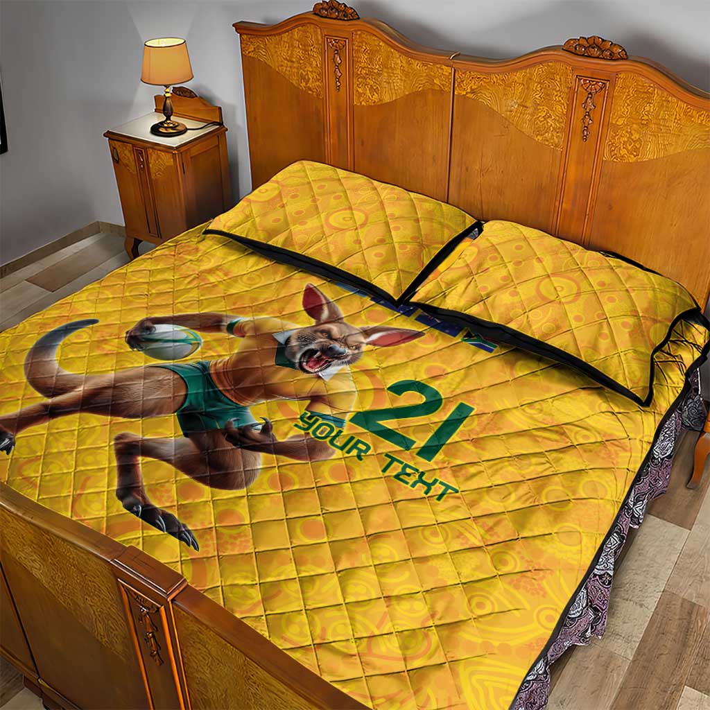 Australia Rugby Custom Quilt Bed Set Glory Be To Wallabies Aboriginal Motif - Aussie Hoodie