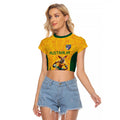 Australia Rugby Custom Raglan Cropped T Shirt Glory Be To Wallabies Aboriginal Motif - Aussie Hoodie