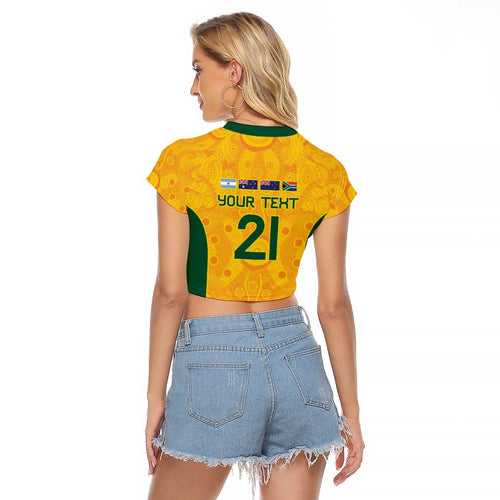 Australia Rugby Custom Raglan Cropped T Shirt Glory Be To Wallabies Aboriginal Motif - Aussie Hoodie