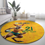 Australia Rugby Custom Round Carpet Glory Be To Wallabies Aboriginal Motif - Aussie Hoodie