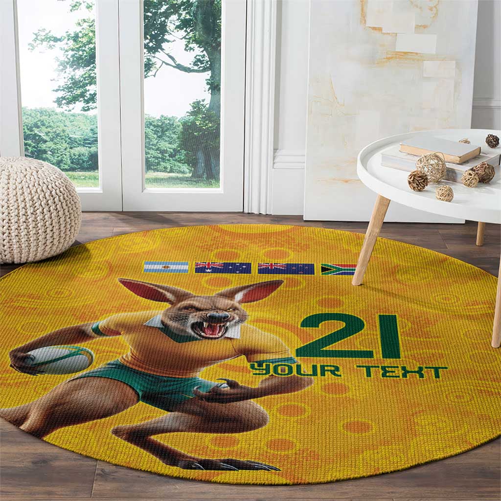 Australia Rugby Custom Round Carpet Glory Be To Wallabies Aboriginal Motif - Aussie Hoodie