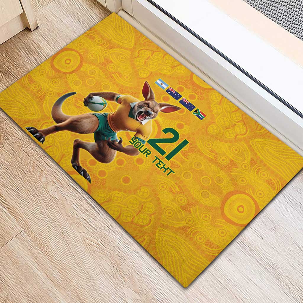 Australia Rugby Custom Rubber Doormat Glory Be To Wallabies Aboriginal Motif - Aussie Hoodie
