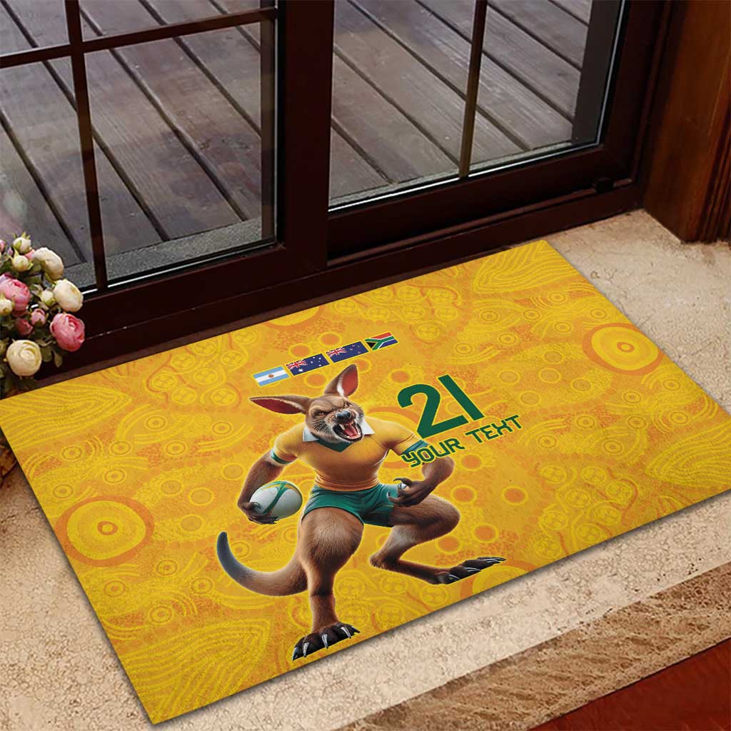 Australia Rugby Custom Rubber Doormat Glory Be To Wallabies Aboriginal Motif - Aussie Hoodie