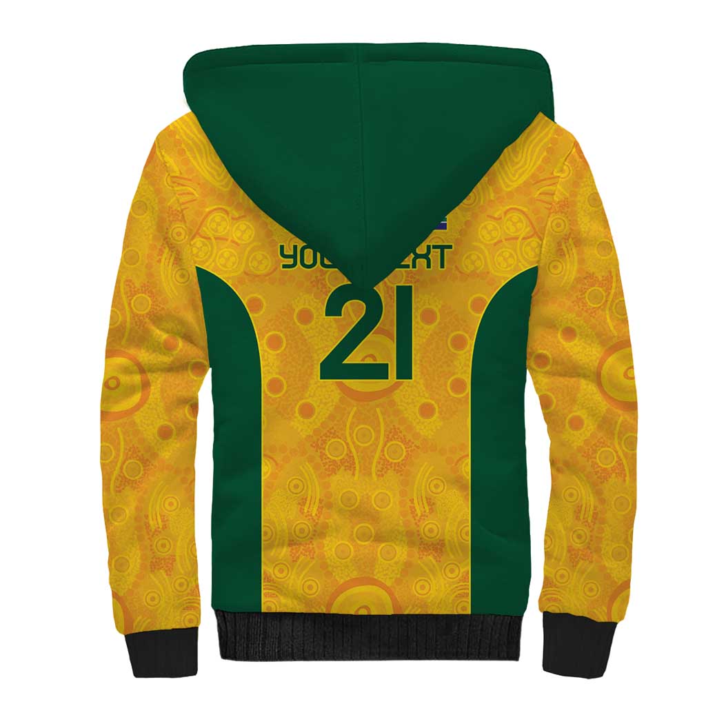 Australia Rugby Custom Sherpa Hoodie Glory Be To Wallabies Aboriginal Motif - Aussie Hoodie