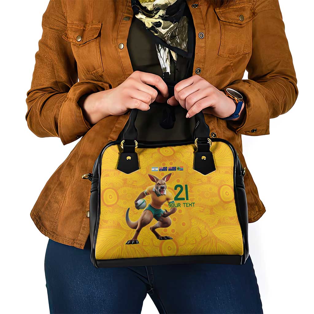 Australia Rugby Custom Shoulder Handbag Glory Be To Wallabies Aboriginal Motif - Aussie Hoodie