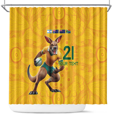 Australia Rugby Custom Shower Curtain Glory Be To Wallabies Aboriginal Motif - Aussie Hoodie