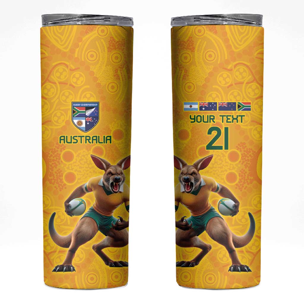 Australia Rugby Custom Skinny Tumbler Glory Be To Wallabies Aboriginal Motif - Aussie Hoodie