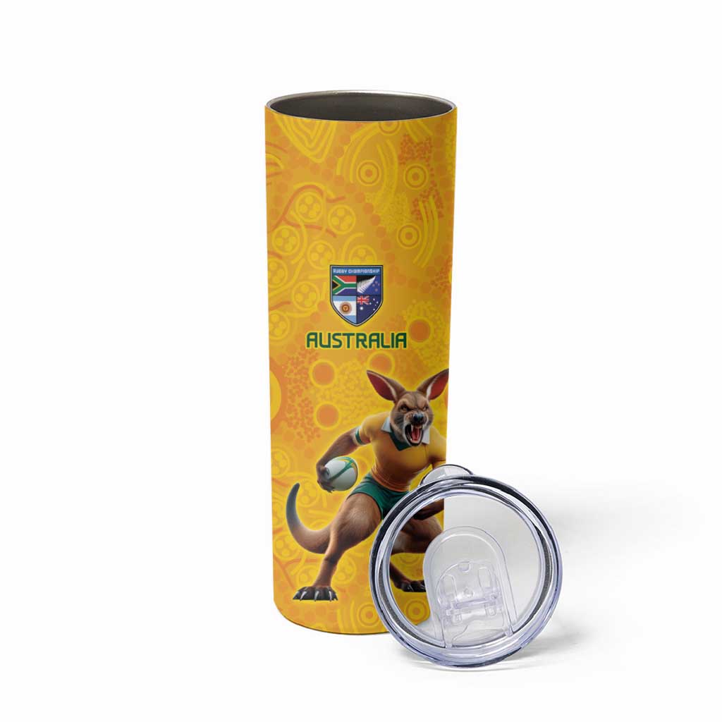 Australia Rugby Custom Skinny Tumbler Glory Be To Wallabies Aboriginal Motif - Aussie Hoodie