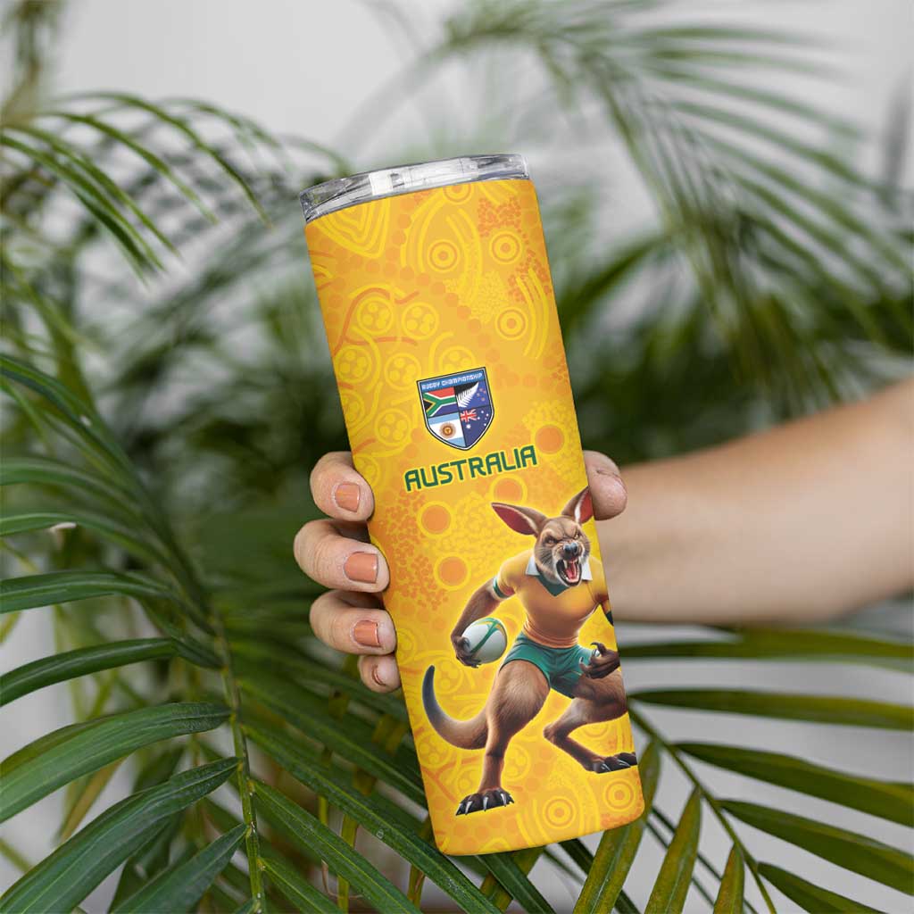 Australia Rugby Custom Skinny Tumbler Glory Be To Wallabies Aboriginal Motif - Aussie Hoodie