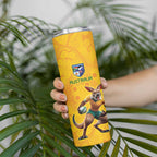 Australia Rugby Custom Skinny Tumbler Glory Be To Wallabies Aboriginal Motif - Aussie Hoodie