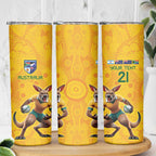 Australia Rugby Custom Skinny Tumbler Glory Be To Wallabies Aboriginal Motif - Aussie Hoodie