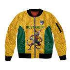 Australia Rugby Custom Sleeve Zip Bomber Jacket Glory Be To Wallabies Aboriginal Motif - Aussie Hoodie