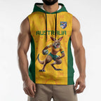Australia Rugby Custom Sleeveless Hoodie Glory Be To Wallabies Aboriginal Motif - Aussie Hoodie
