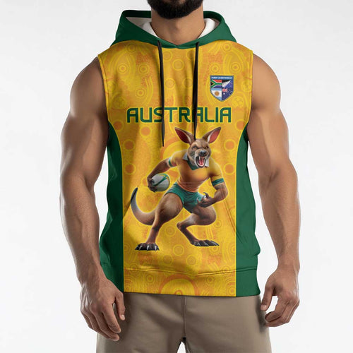 Australia Rugby Custom Sleeveless Hoodie Glory Be To Wallabies Aboriginal Motif - Aussie Hoodie