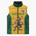 Australia Rugby Custom Sleeveless Puffer Jacket Glory Be To Wallabies Aboriginal Motif - Aussie Hoodie