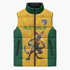 Australia Rugby Custom Sleeveless Puffer Jacket Glory Be To Wallabies Aboriginal Motif - Aussie Hoodie