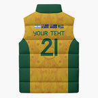 Australia Rugby Custom Sleeveless Puffer Jacket Glory Be To Wallabies Aboriginal Motif - Aussie Hoodie