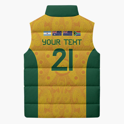 Australia Rugby Custom Sleeveless Puffer Jacket Glory Be To Wallabies Aboriginal Motif - Aussie Hoodie