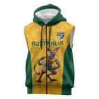 Australia Rugby Custom Sleeveless Zip Hoodie Glory Be To Wallabies Aboriginal Motif LT9