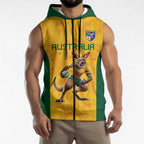 Australia Rugby Custom Sleeveless Zip Hoodie Glory Be To Wallabies Aboriginal Motif LT9