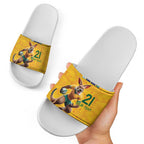 Australia Rugby Custom Slide Sandals Glory Be To Wallabies Aboriginal Motif - Aussie Hoodie