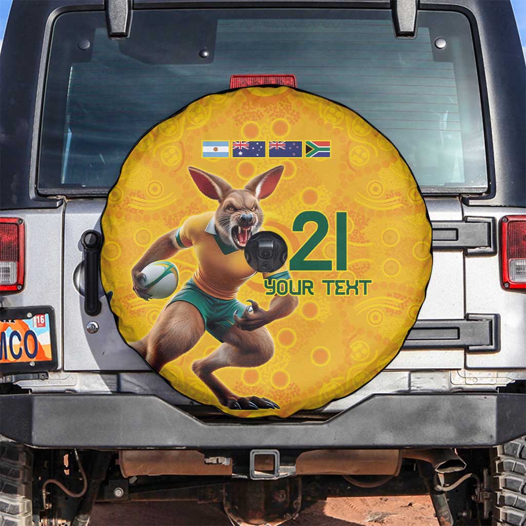 Australia Rugby Custom Spare Tire Cover Glory Be To Wallabies Aboriginal Motif - Aussie Hoodie