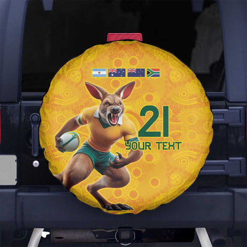 Australia Rugby Custom Spare Tire Cover Glory Be To Wallabies Aboriginal Motif - Aussie Hoodie