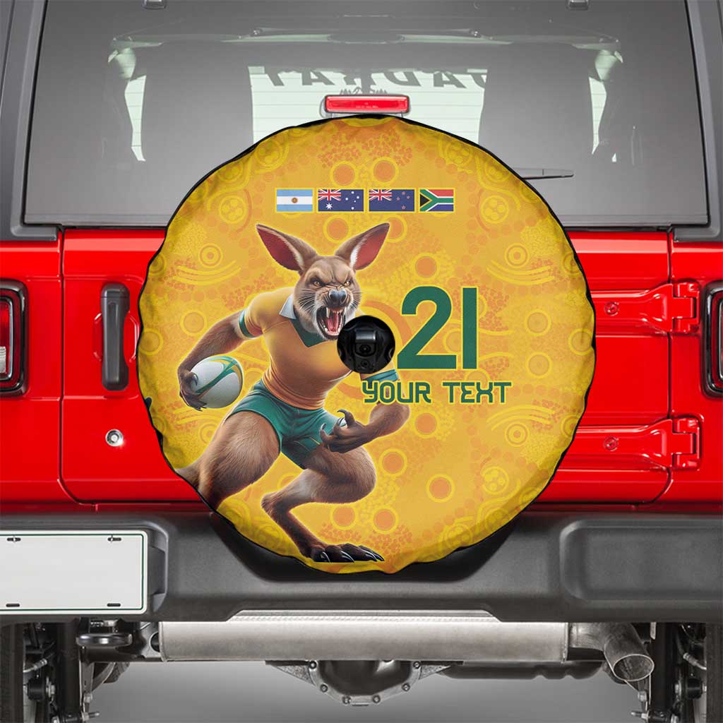 Australia Rugby Custom Spare Tire Cover Glory Be To Wallabies Aboriginal Motif - Aussie Hoodie