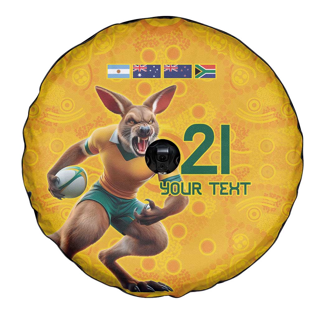 Australia Rugby Custom Spare Tire Cover Glory Be To Wallabies Aboriginal Motif - Aussie Hoodie