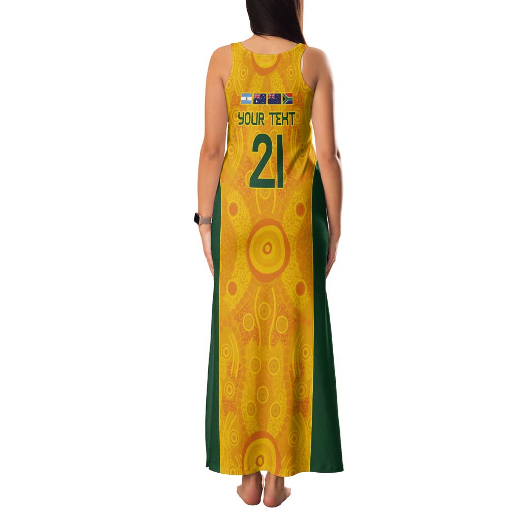 Australia Rugby Custom Tank Maxi Dress Glory Be To Wallabies Aboriginal Motif - Aussie Hoodie