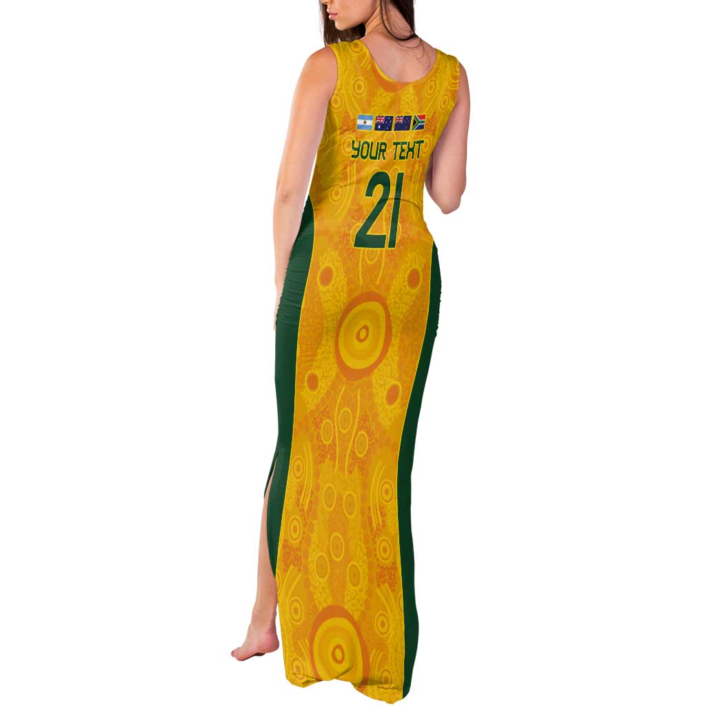 Australia Rugby Custom Tank Maxi Dress Glory Be To Wallabies Aboriginal Motif - Aussie Hoodie