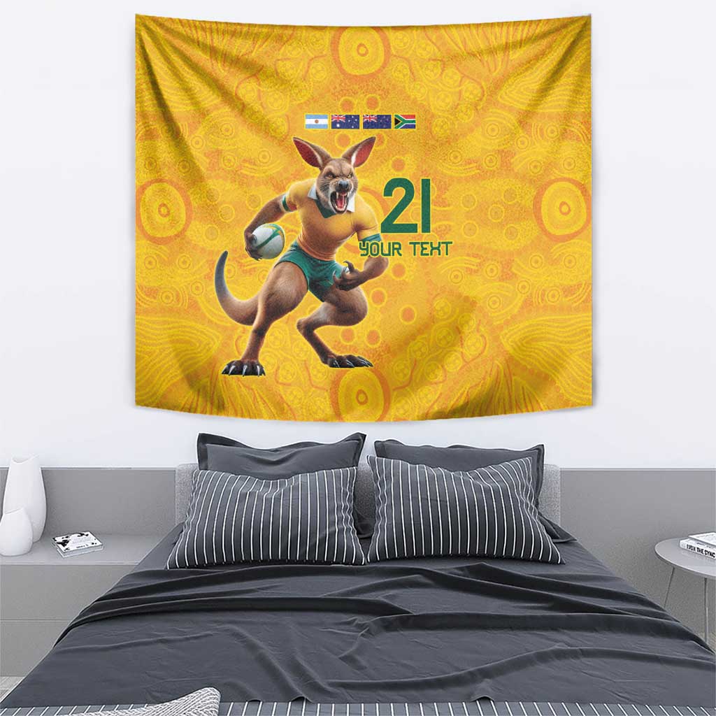 Australia Rugby Custom Tapestry Glory Be To Wallabies Aboriginal Motif - Aussie Hoodie