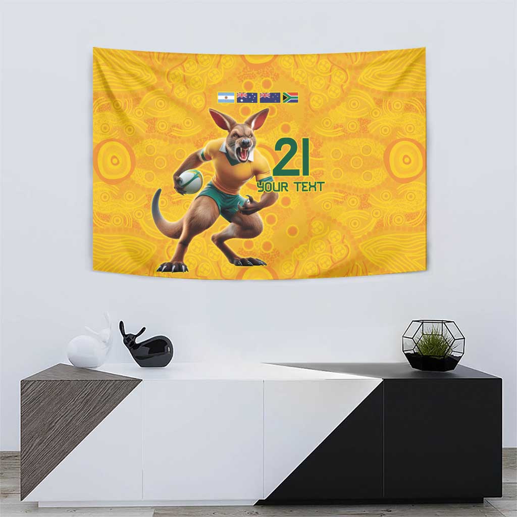 Australia Rugby Custom Tapestry Glory Be To Wallabies Aboriginal Motif - Aussie Hoodie