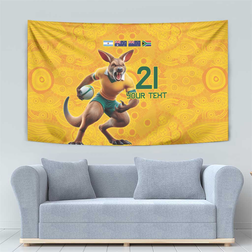 Australia Rugby Custom Tapestry Glory Be To Wallabies Aboriginal Motif - Aussie Hoodie