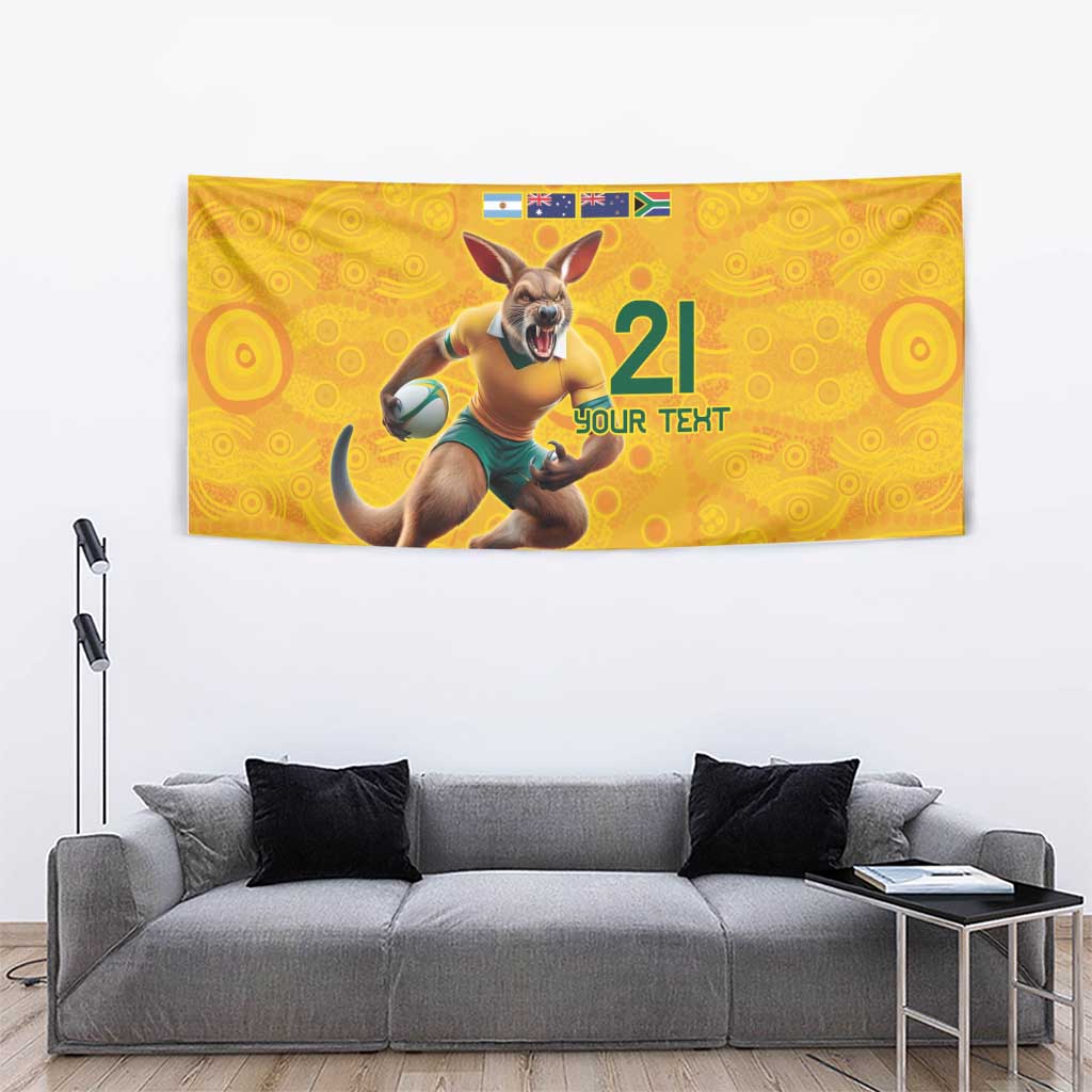 Australia Rugby Custom Tapestry Glory Be To Wallabies Aboriginal Motif - Aussie Hoodie